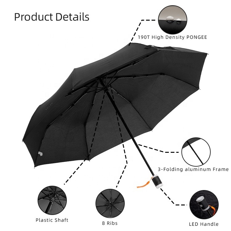 Automatic Folding Umbrella With Led Flashlight