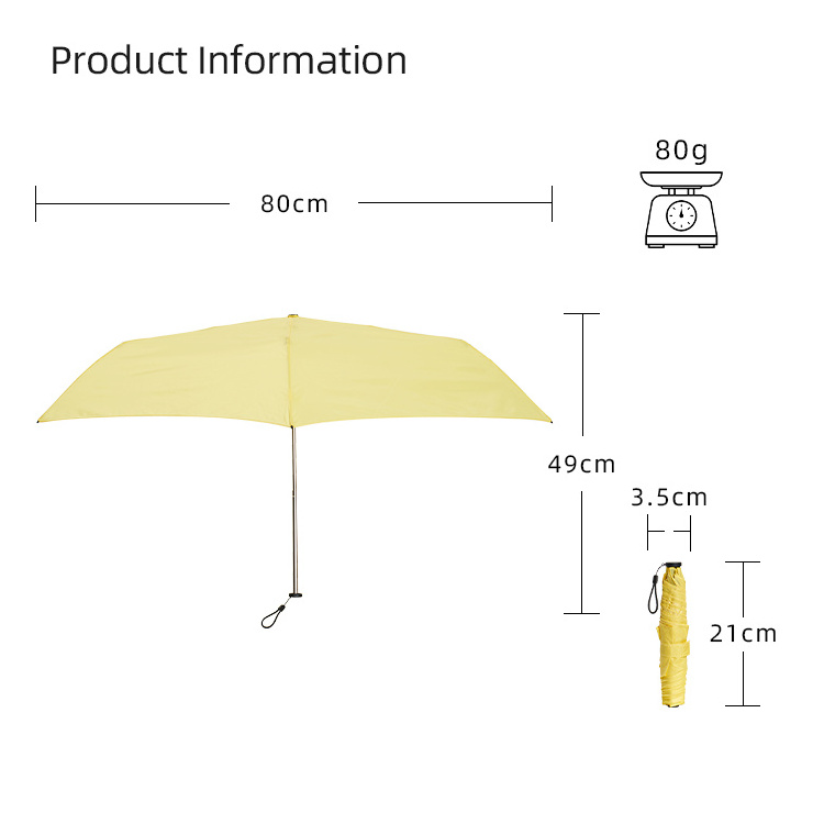 Waterproof Outdoor Fabric Foldable Plain Light Color Summer Folding Uv Protection Parasol Umbrellas With Custom Made