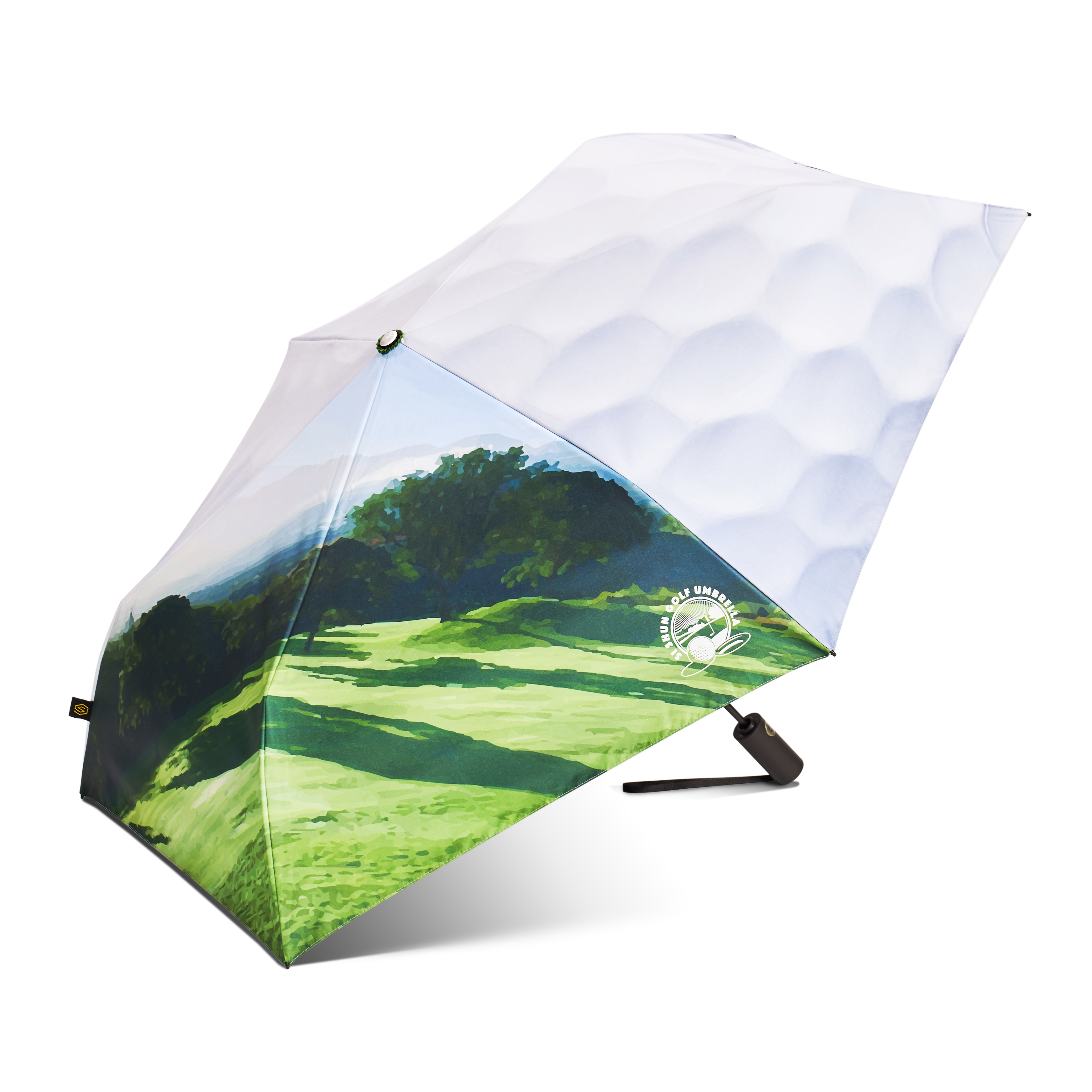 High Quality Golf Shrink Anti Bounce Golf Course Creative Pattern Umbrella for rain or shine Custom Wholesaler