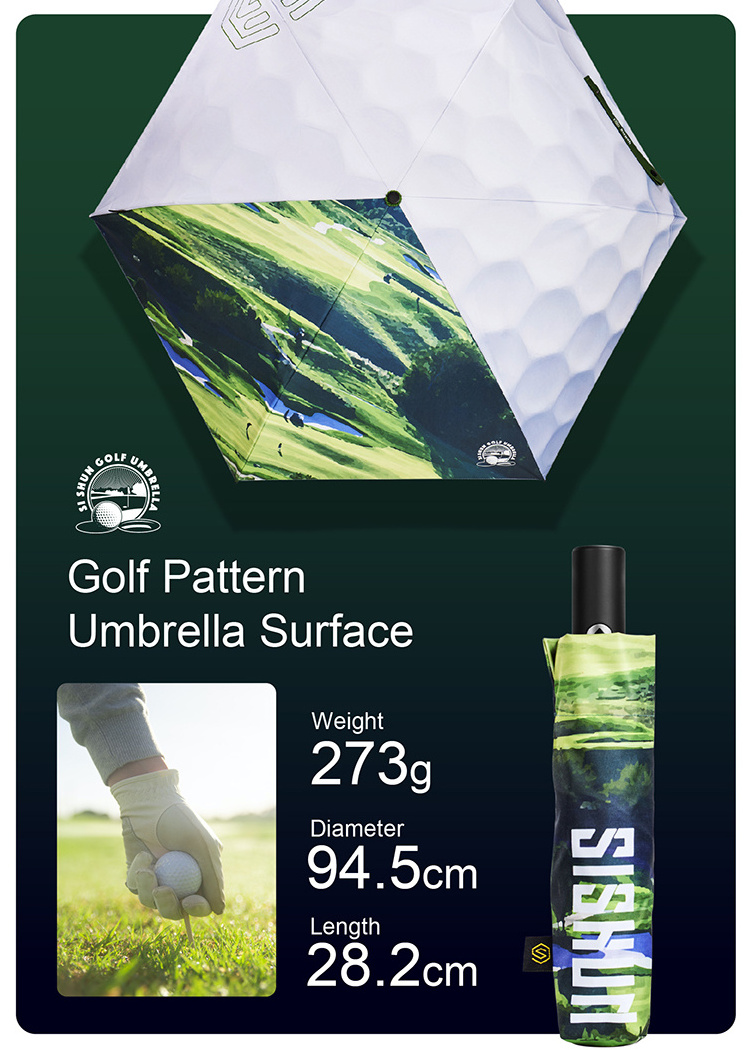 High Quality Golf Shrink Anti Bounce Golf Course Creative Pattern Umbrella for rain or shine Custom Wholesaler