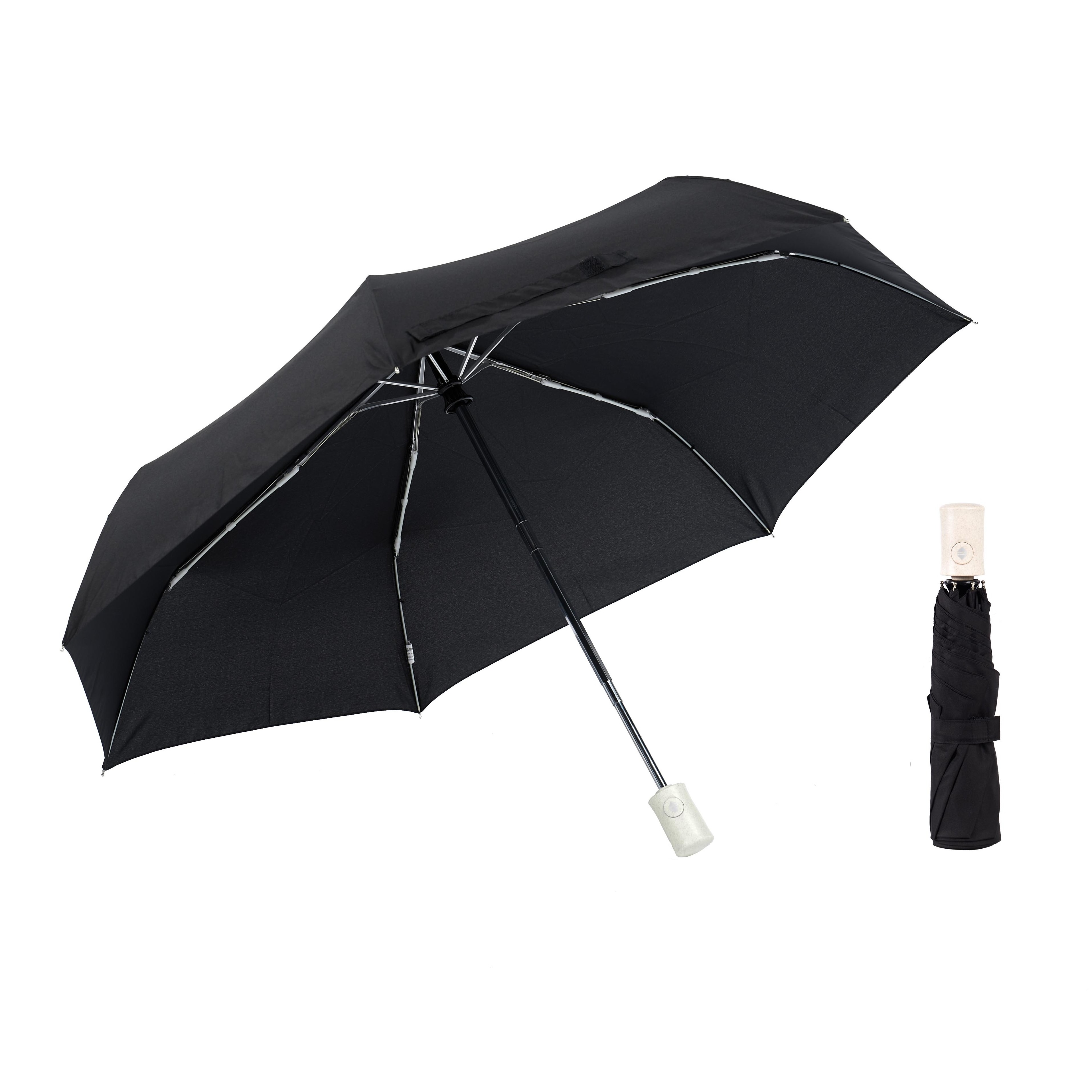 Eco-Friendly Rpet Fabric Recycled Materials Custom Straw Material Umbrella Top Automatic  Folding Umbrella