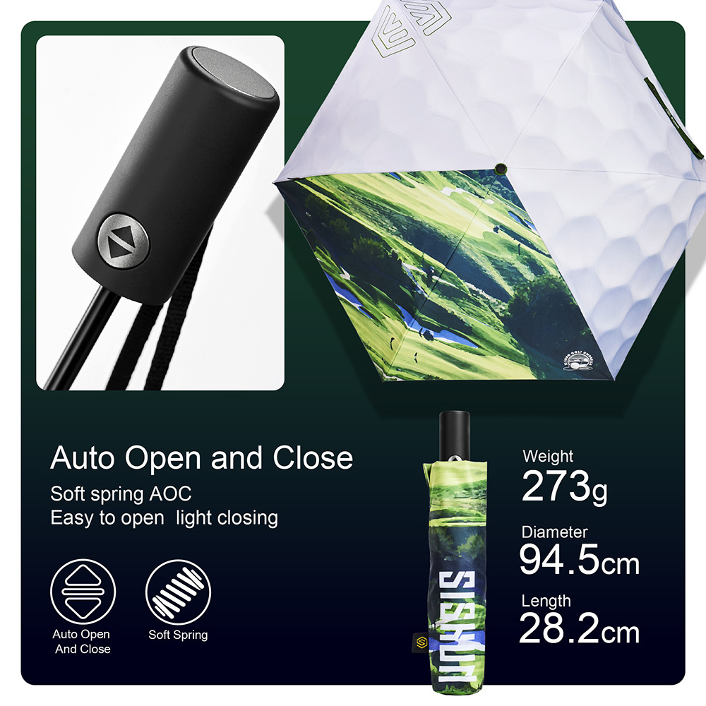 Custom Wholesaler of Premium Golf Shrink Anti-Bounce Creative Pattern Umbrella for Rain or Shine