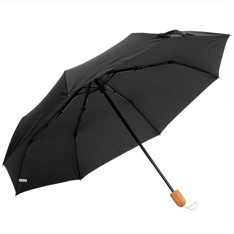 Bamboo Eco-friendly Umbrella Bio Umbrellas Manual RPET Alu Mni 3 Folding Logo RPET 190T Pongee for Adults Aluminum