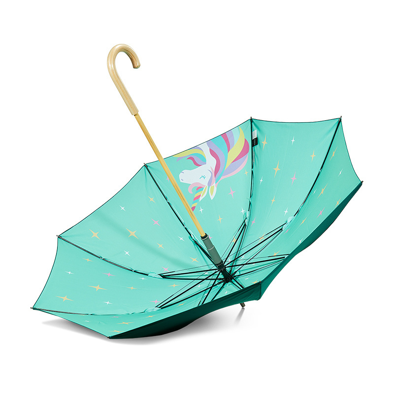 Topumbrella Good Quality Fashion Design Full Print Double Layer Wooden Stick Umbrella