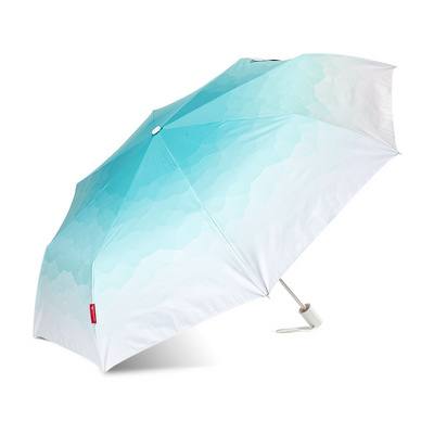 21inch Color Changing Blue Gradient Portable Manual 310g Anti Uv Sun Umbrella Sunny and Rainy Umbrella Folding  for Adults