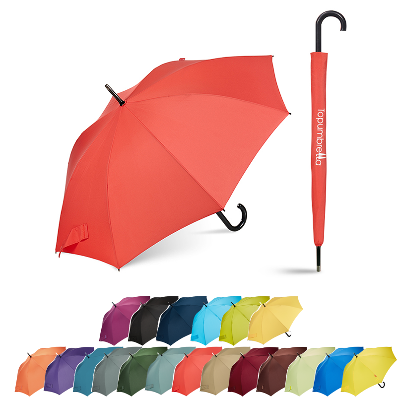 Topumbrella custom logo Classic J handle windproof Rain Straight umbrella