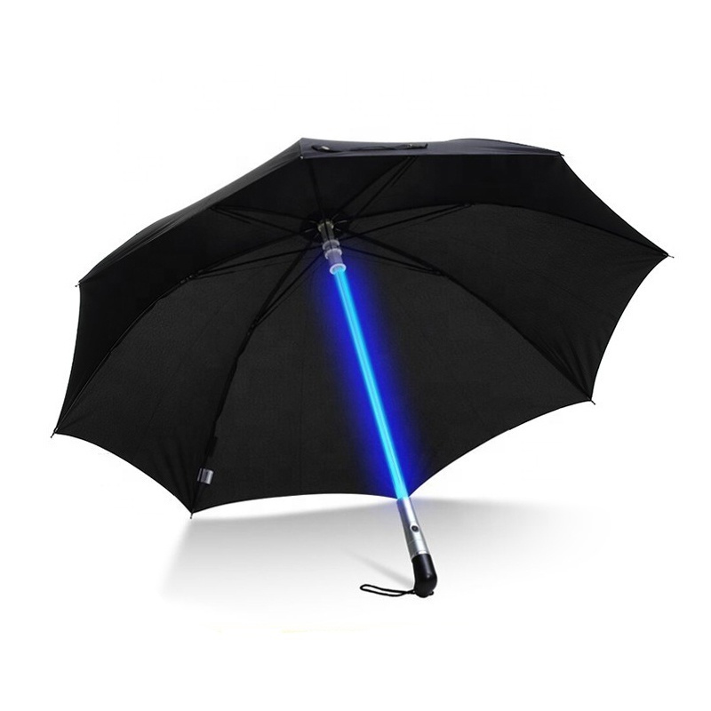 OEM Wholesale Black Straight Flashing LED Light Up Umbrella Laser Nightwalk Umbrella