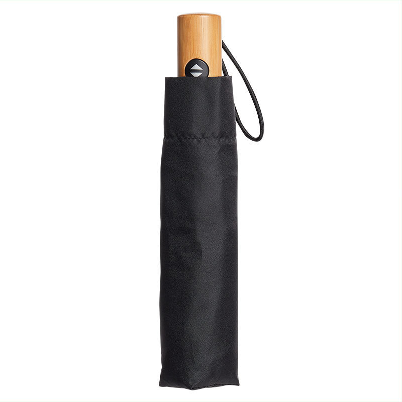 ECO Friendly Japan Children Umbrellas Black/Red AOC RPET Folding Bamboo ECO Umbrella with Bamboo Handle & Steel Shaft