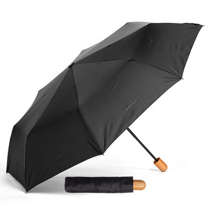 Bamboo Eco-friendly Umbrella Bio Umbrellas Manual RPET Alu Mni 3 Folding Logo RPET 190T Pongee for Adults Aluminum