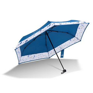 Custom Ultralight Portable  3 Folding Flat Mini Windproof And Rainproof Quality Umbrella With Logo