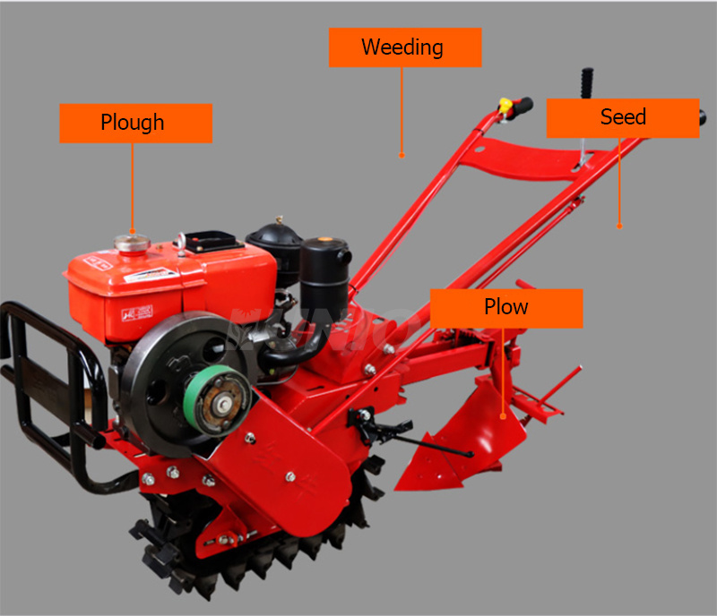 Hot Sale 8HP Diesel engine big power small plough power tiller seeder fertilizer machine