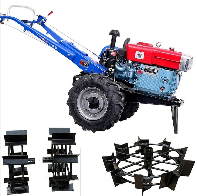 Chinese Small Farm Walking-tractor-15hp Diesel Engine Hand Walk Behind Walking Tractor Two Wheel Tractor Agricultural