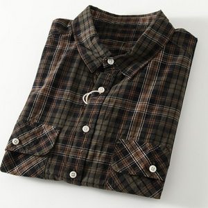 Designer Brand Trendy Loose Elbow Patch Pure Cotton Men'S Plaid Buttoned Elbow Colorblock Patch Long-Sleeved Shirt