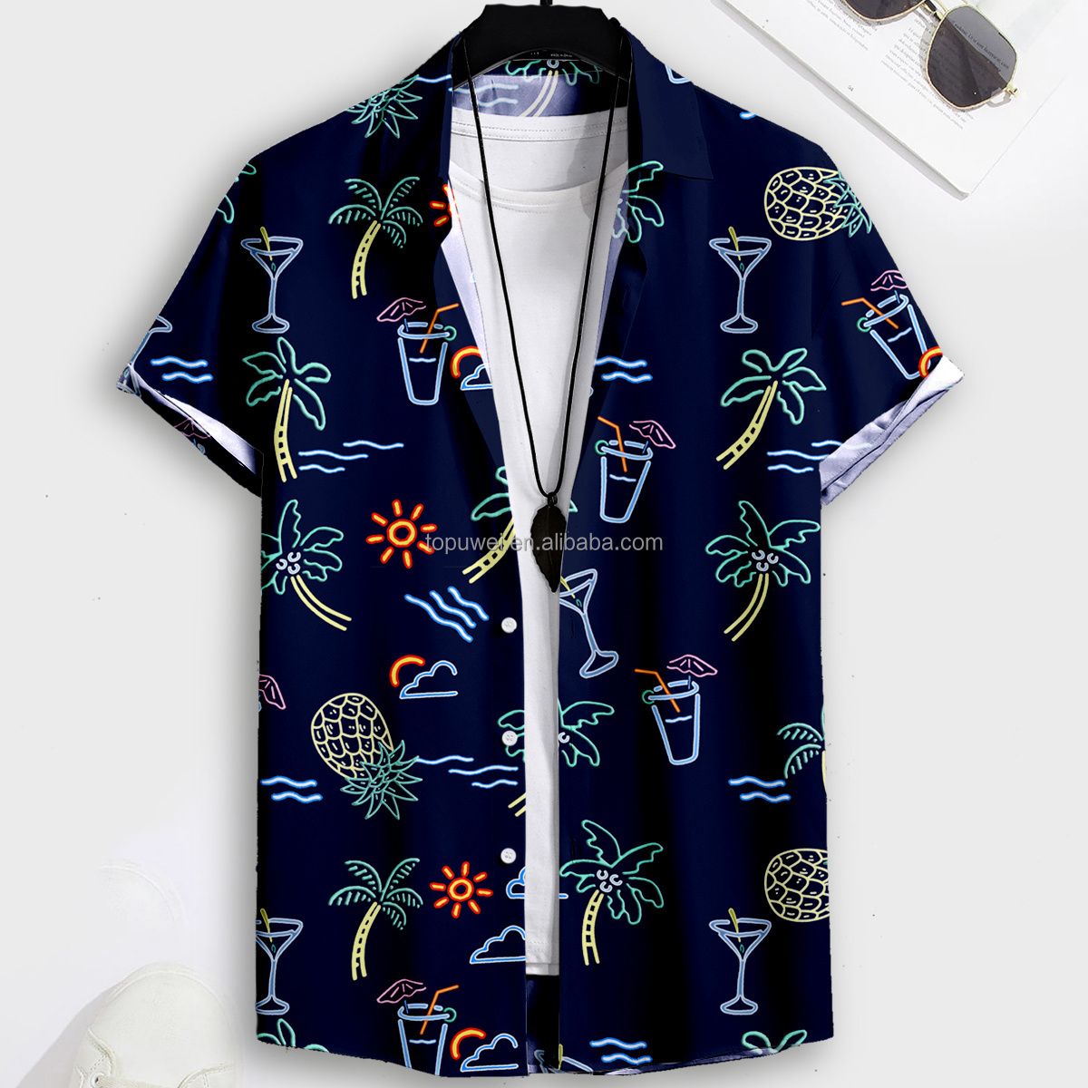 Summer Wholesale Custom Full Print Slik Mercerized Cotton Digital Print Floral Hawaiian Shirts Shirts For Men