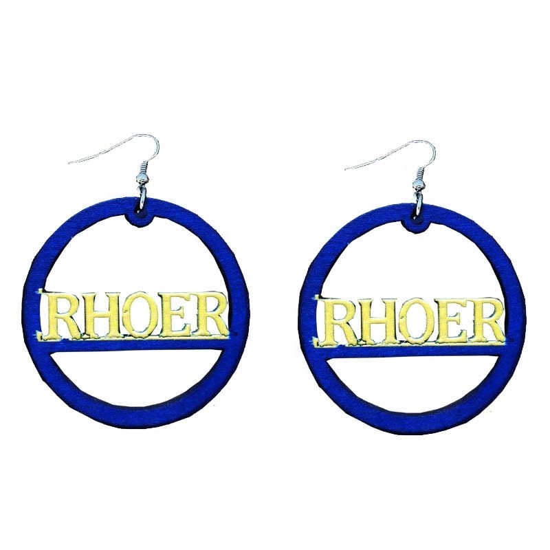 Greek Sorority Sigma Gamma Rho letters SGR natural wooden Earring