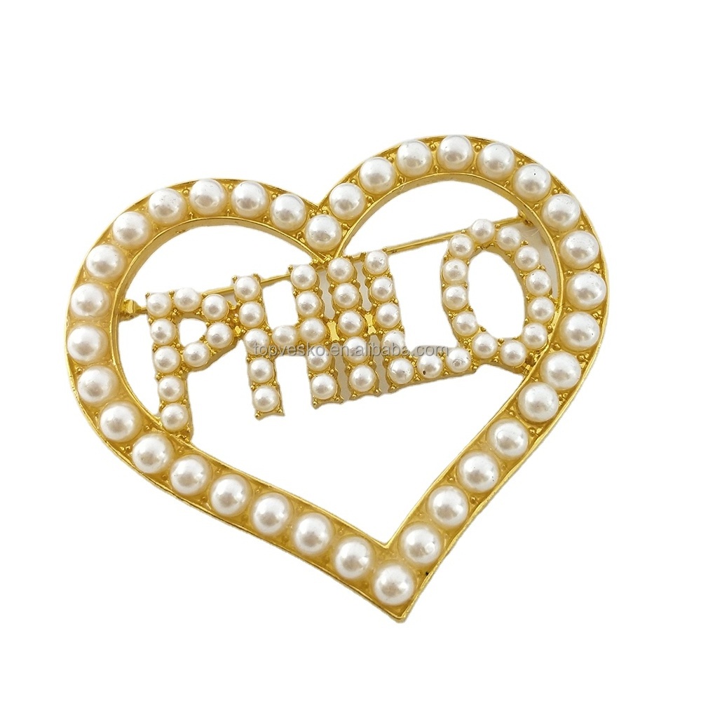 Topvesko Handmade Metal PHILO White Pearl Pin Love Heart Shape Brooch Gift Sister Jewelry