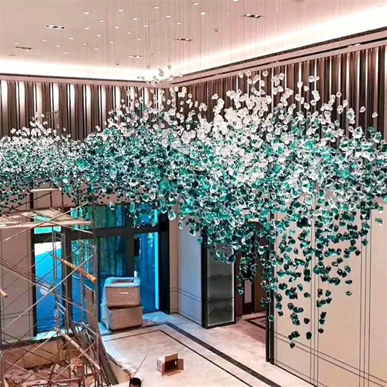 Villa living room rectangular crystal light Hotel club lobby banquet hall project light jewelry shop luxury ceiling light