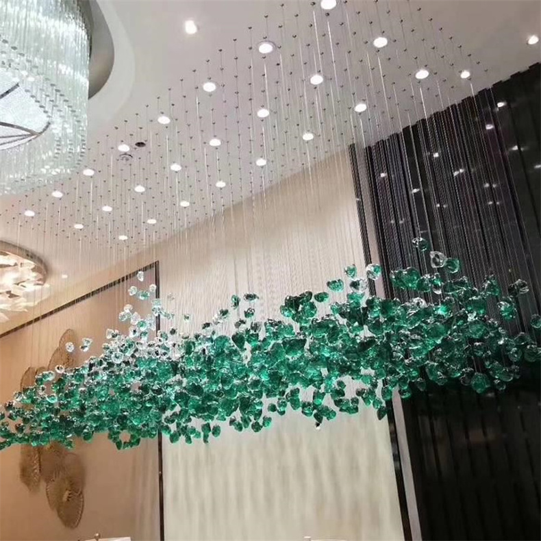 Villa living room rectangular crystal light Hotel club lobby banquet hall project light jewelry shop luxury ceiling light