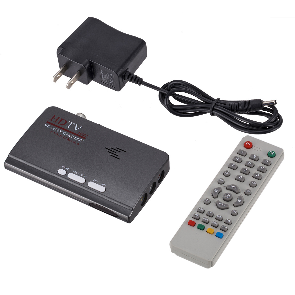 DVB-T/DVB-T2 TV Tuner Receiver DVB T/T2 TV Box VGA AV CVBS 1080P HDtv digital HD Satellite receiver With Remote Control