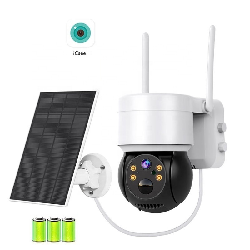 Battery Powered Solar Panel  CCTV Video Surveil Outdoor Waterproof PIR Wireless WiFi IP Security PTZ Camera