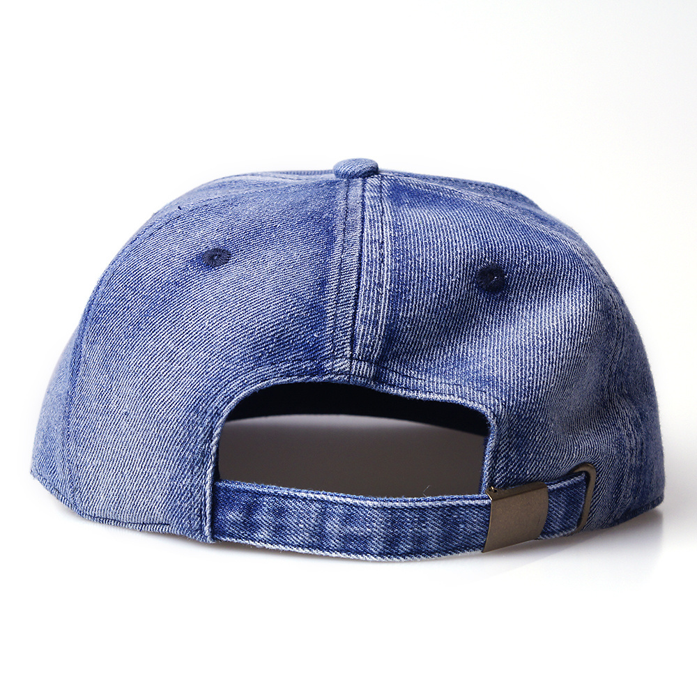 Hot Selling unstructured 6 Panel Flat Bill Custom Printed Logo Enzyme Washed Denim Snapback Cap Acid Wash Jeans Strapback Hat