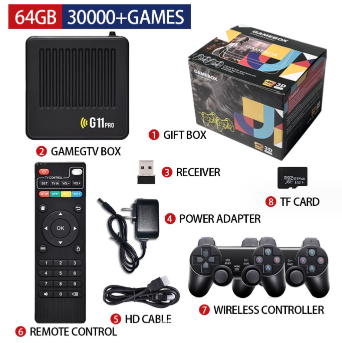 Hot Selling G11 Pro game box Video Game Consoles Box 4K HD Output TV 64GB Gaming Retro Game Control Support Voice Remote