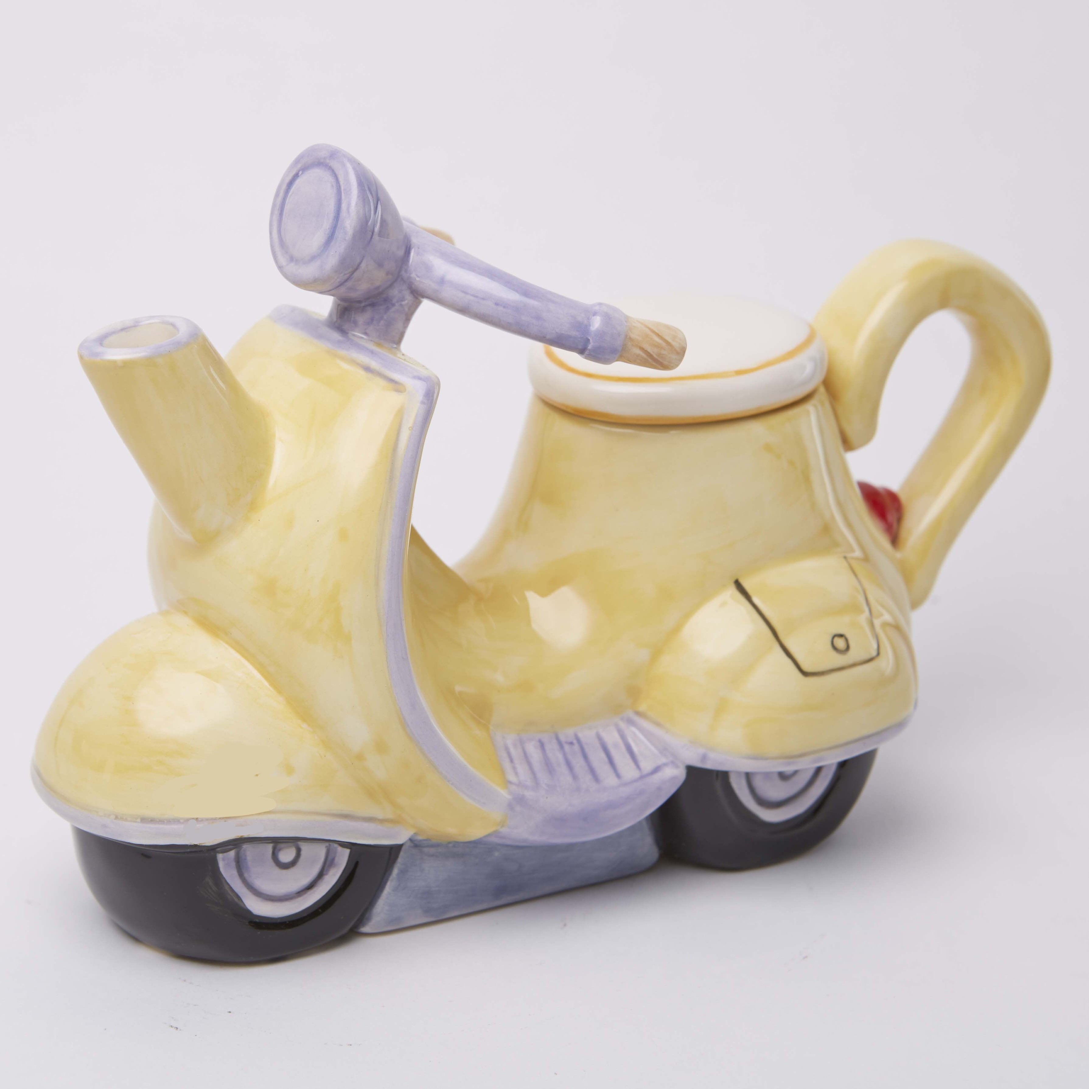 Creative cute motorcycle shape pink teapot for kids, made in China cheap ceramic teapot