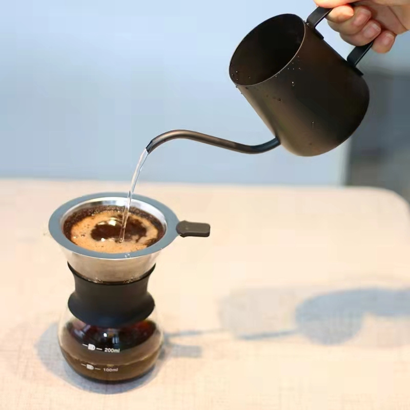 400ml 200ml Heat Resistant Borosilicate Glass Coffee Maker Pour Over Glass Coffee Pot With Stainless steel strainer