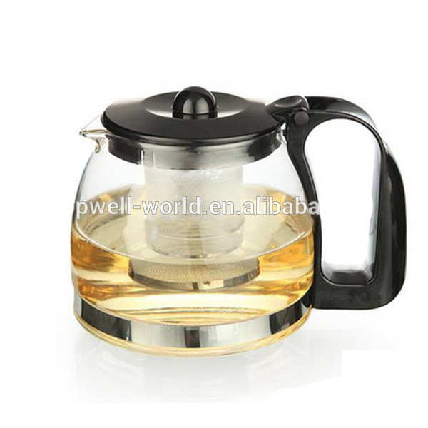 Cheap normal glass teapot 700ml with infuser and plastic handle