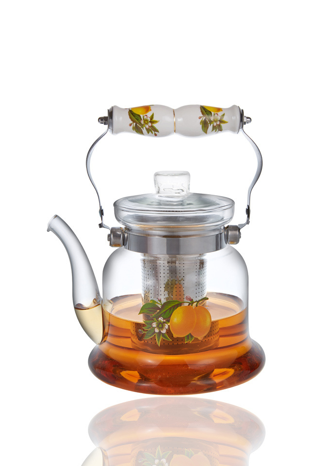 New products  clear glass teapot with ceramic handle borosilicate glass  kitchen accessories