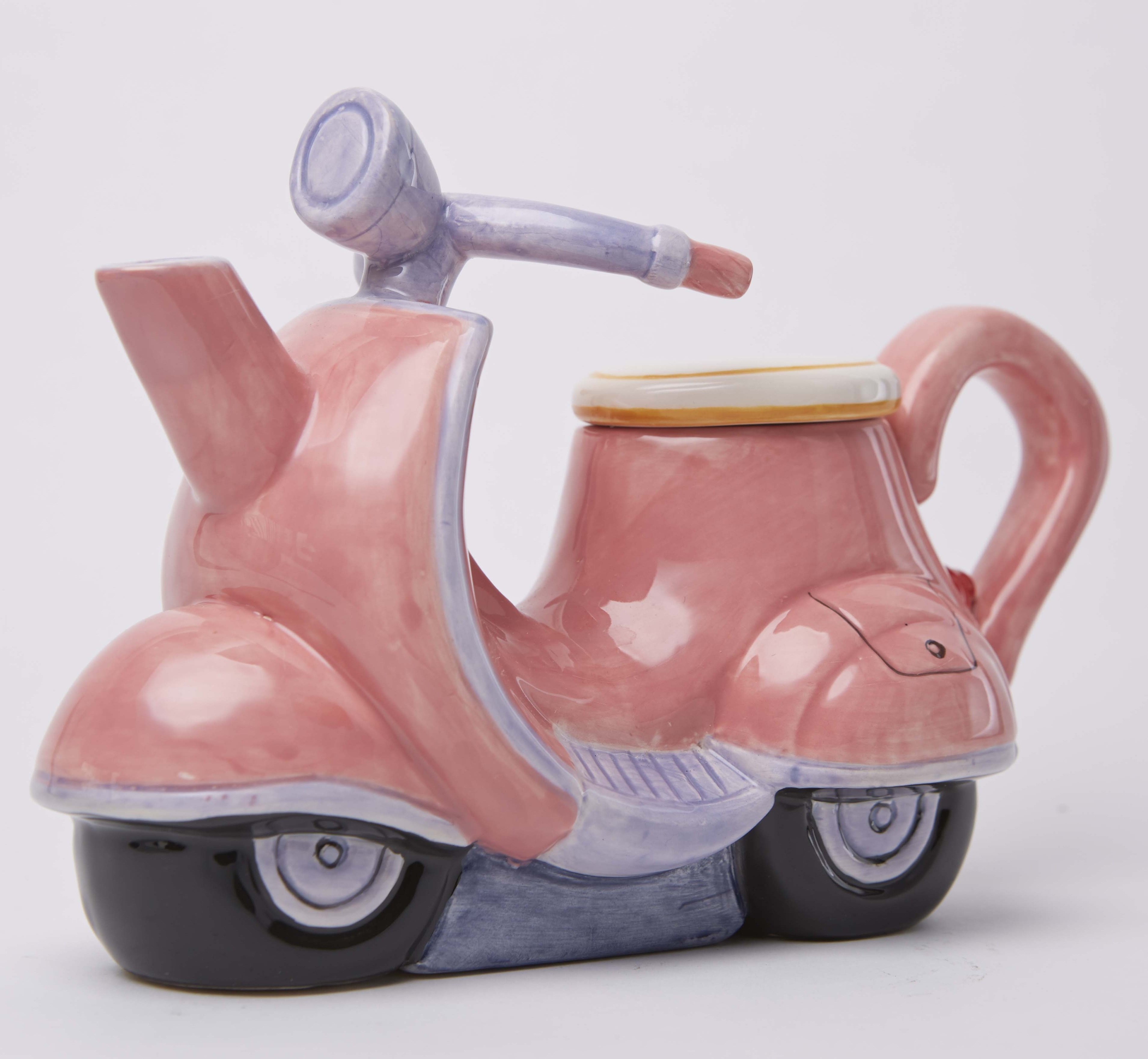 Creative cute motorcycle shape pink teapot for kids, made in China cheap ceramic teapot