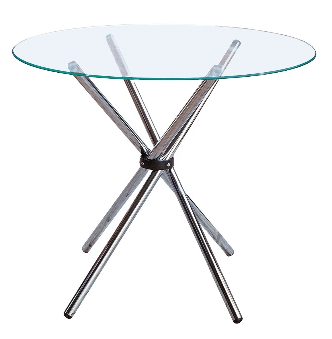 2022 Modern tempered glass hot seller designs stainless steel style metal frame simple table for dining room furniture sale