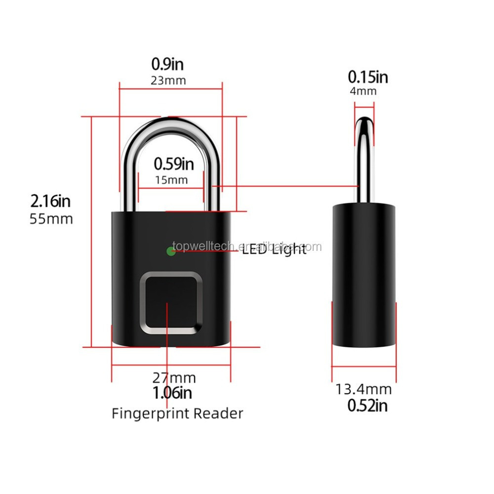 gym door luggage suitcase backpack bike office fingerprint lock smart keyless waterproof fingerprint padlock