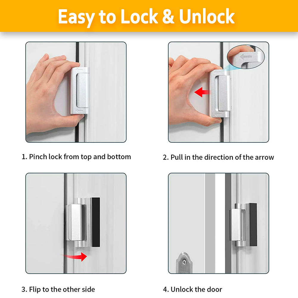 3 inch Security Door Lock Childproof Door Reinforcement Lock Door Latch Double Safety Security Lock