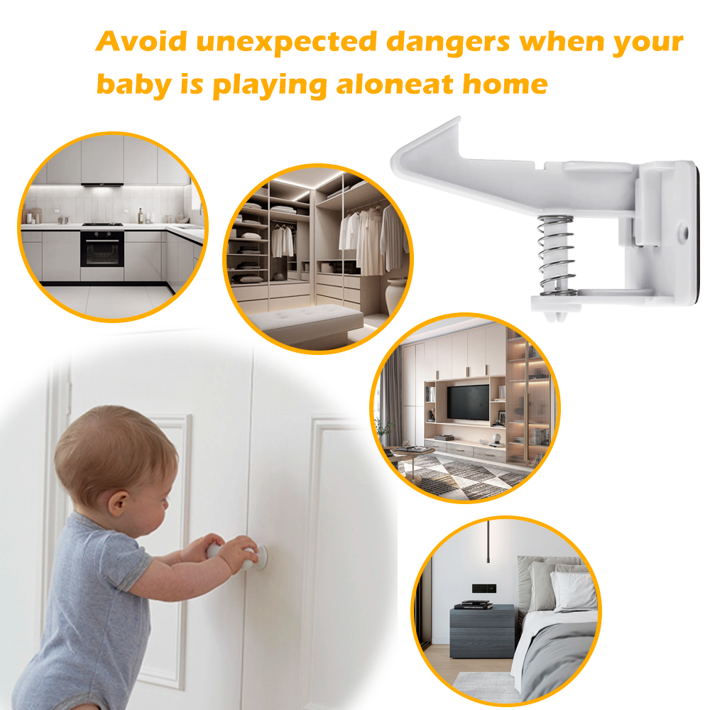 Adjustable Spring Lock Cabinets & Drawers Baby Safety Locks Childproofing Locks for Baby Proofing Cabinets