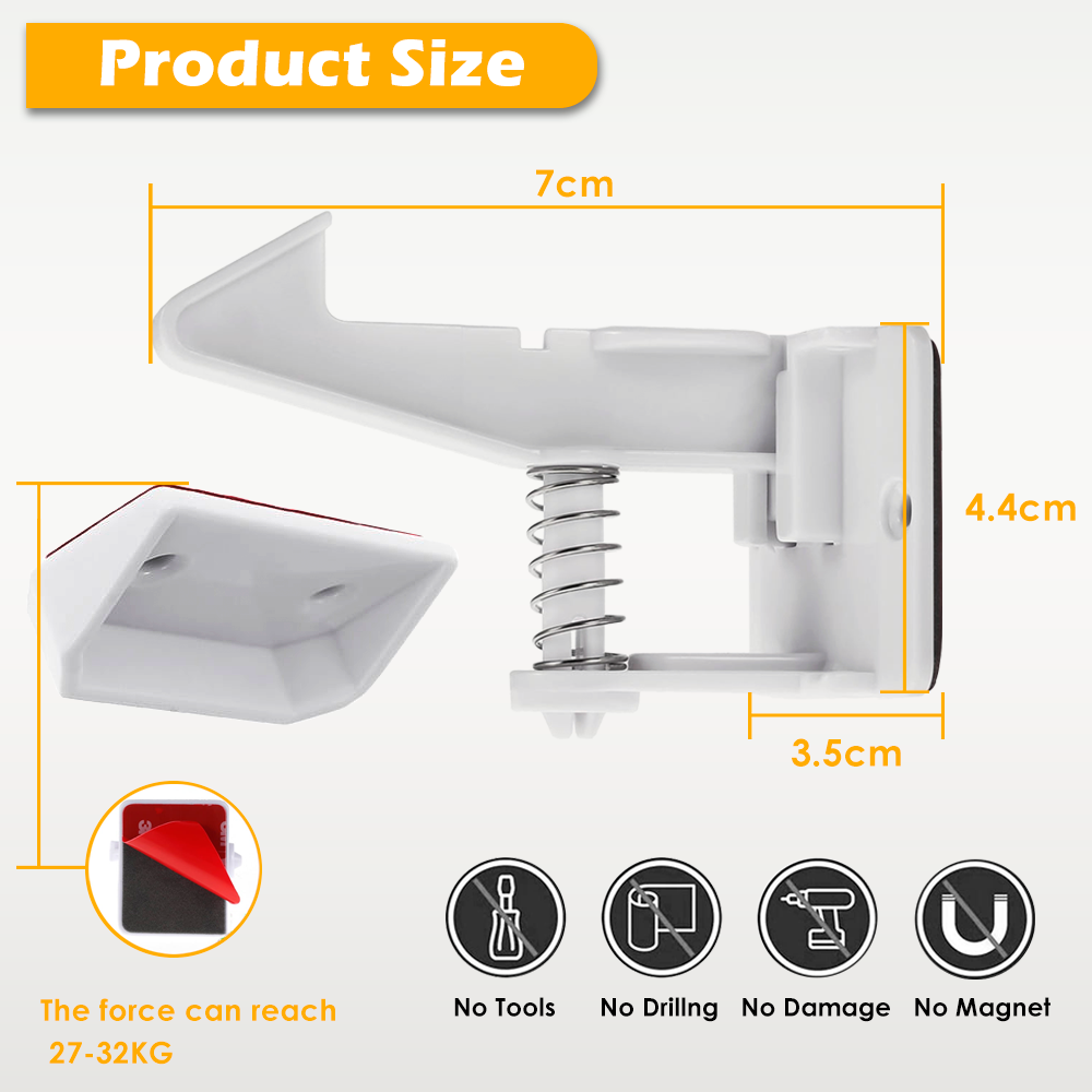 Adjustable Spring Lock Cabinets & Drawers Baby Safety Locks Childproofing Locks for Baby Proofing Cabinets