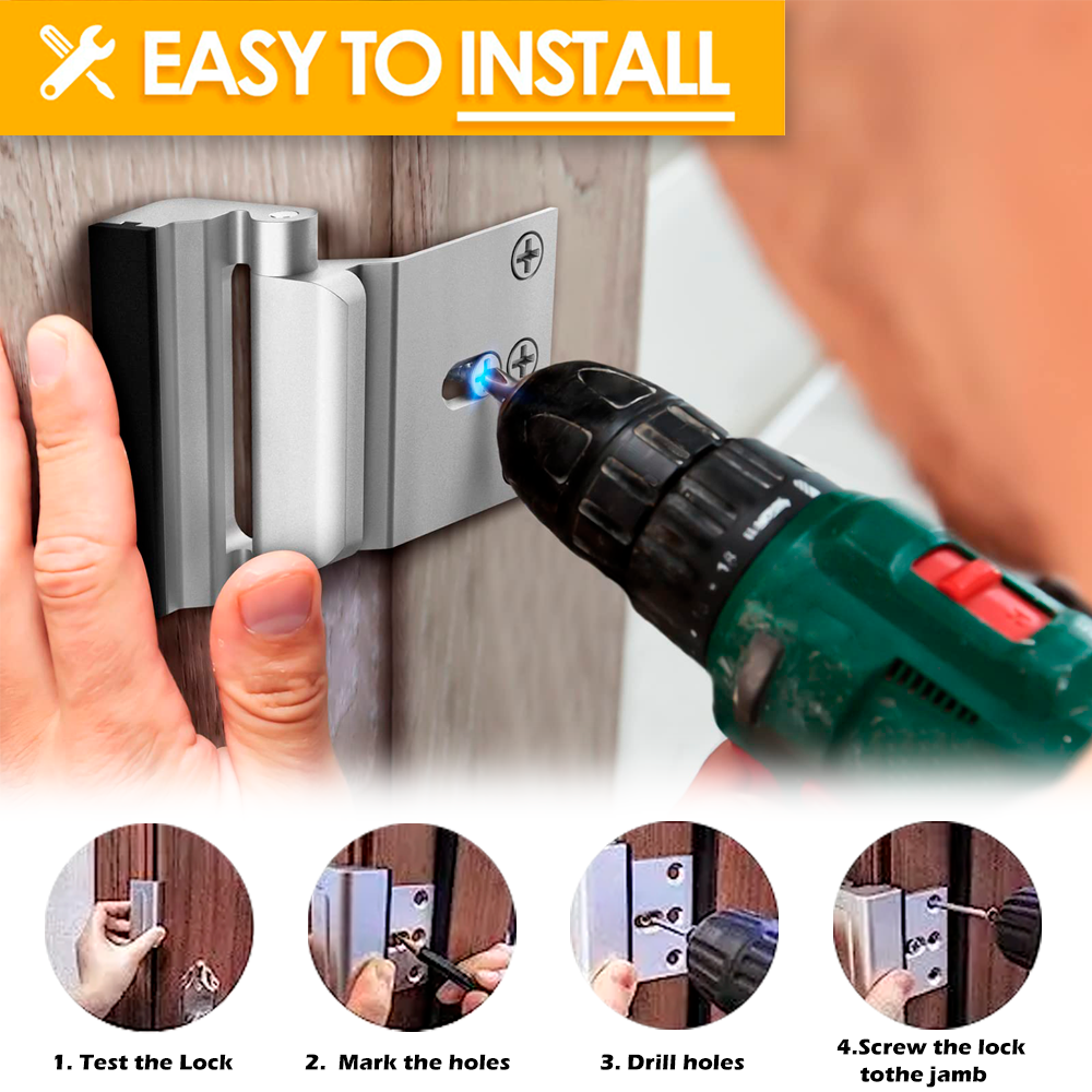 Inward Swinging Door Lock Night Lock Upgrade Childproof Door Reinforcement Add Extra Lock to Defend Your Home Safe