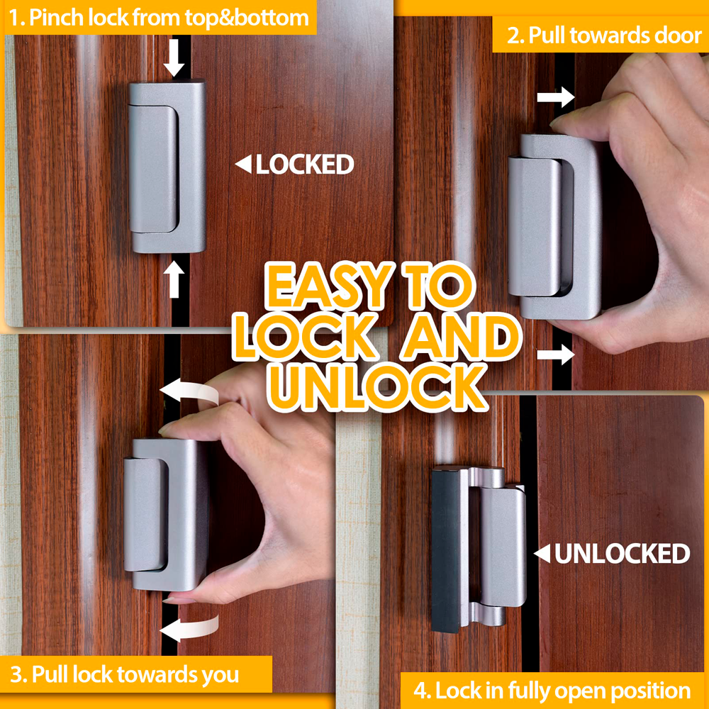 Home Security Door Lock Child Childproof Door Reinforcement Lock Add High Security to Prevent Home Unauthorized Entry