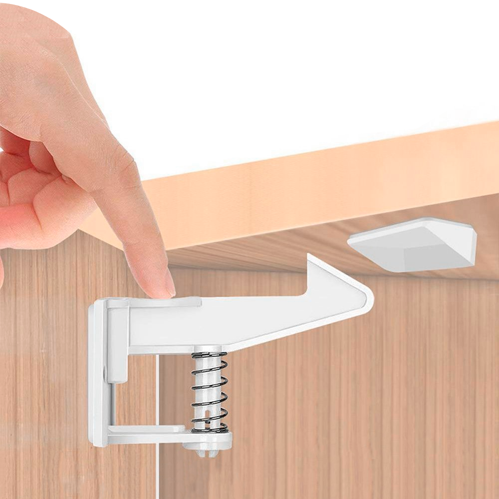 Easy Install Baby Children Invisible Safety Door Cabinet Drawer Spring Lock  Child Proofing Cabinets Latches