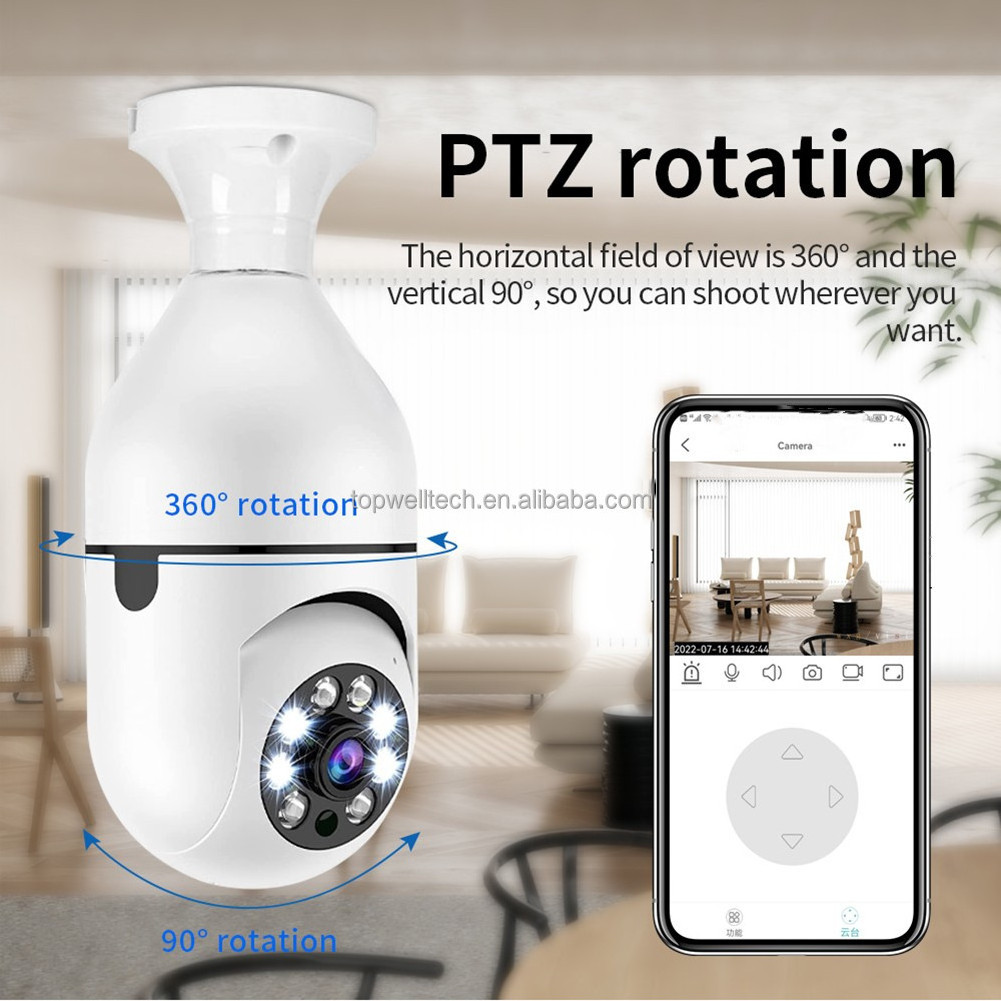 Home Smart Wireless Surveillance Light Bulb Camera Wireless 360 Degree pnaoramic IR Security VR CCTV Camera