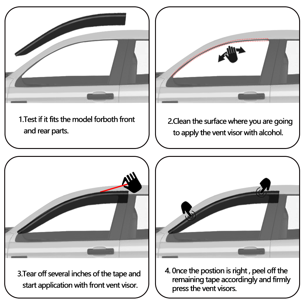 Car Durable Side Window Deflector Door Visor Wind Guard Rain Guard for Hummer h2 2003-2009