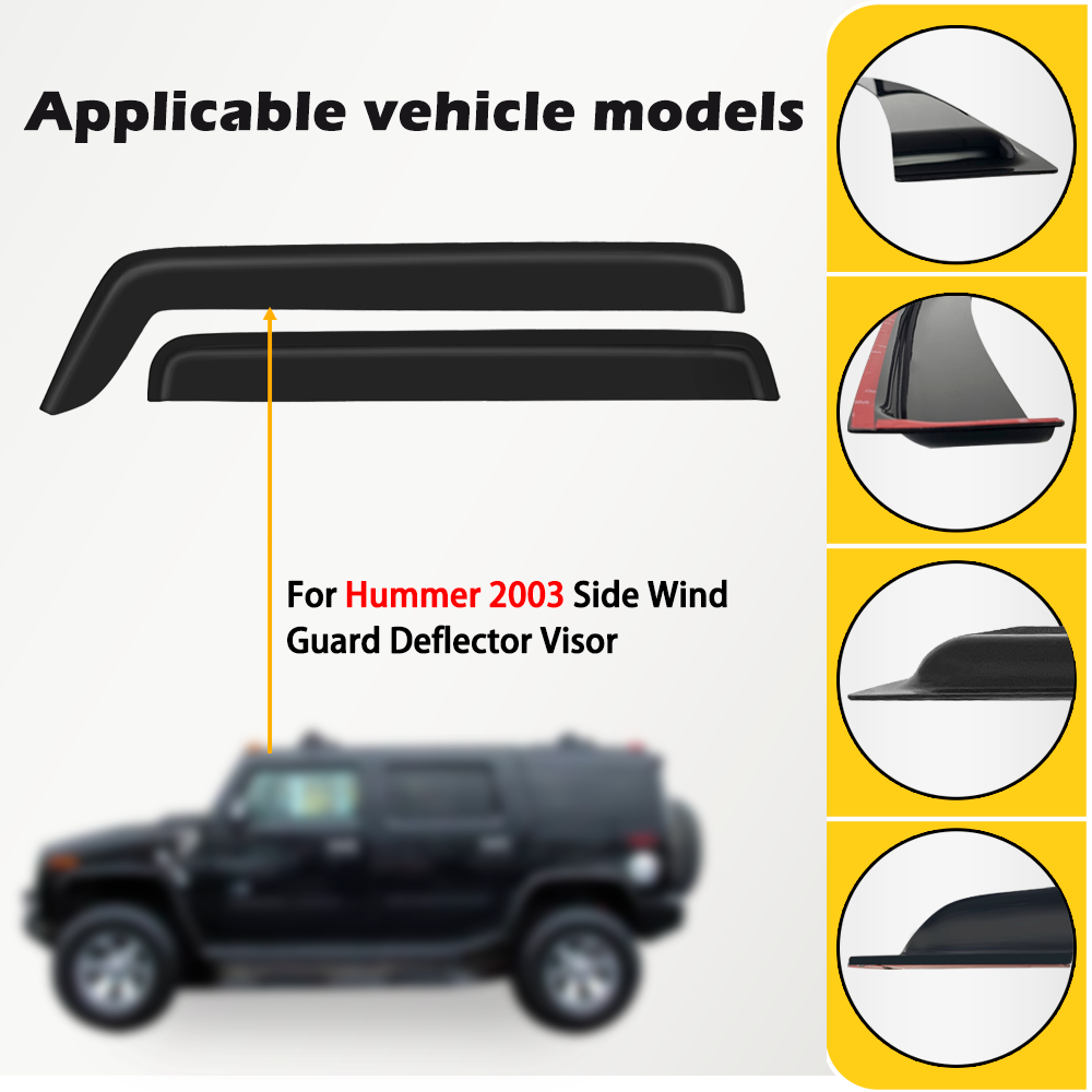 Car Durable Side Window Deflector Door Visor Wind Guard Rain Guard for Hummer h2 2003-2009