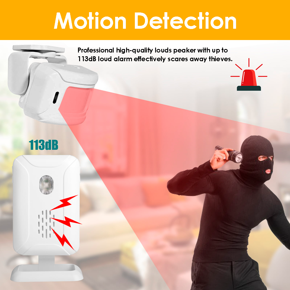 Wireless Motion Sensor Detect Alert  Home Security Driveway Alarm Mailbox Alarm Home Visitor Bell