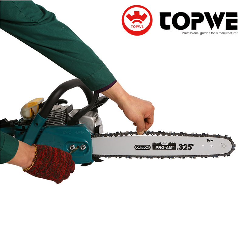 TOPWE High Efficiency Garden Hand Tools 20-Inch Gas Powered Chain Saw Wood Cutting Gasoline Saw