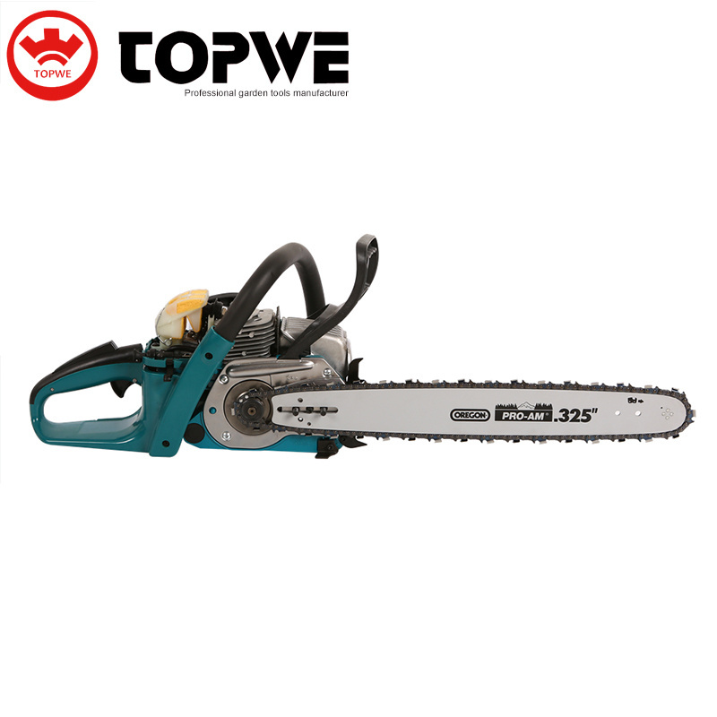 TOPWE High Efficiency Garden Hand Tools 20-Inch Gas Powered Chain Saw Wood Cutting Gasoline Saw