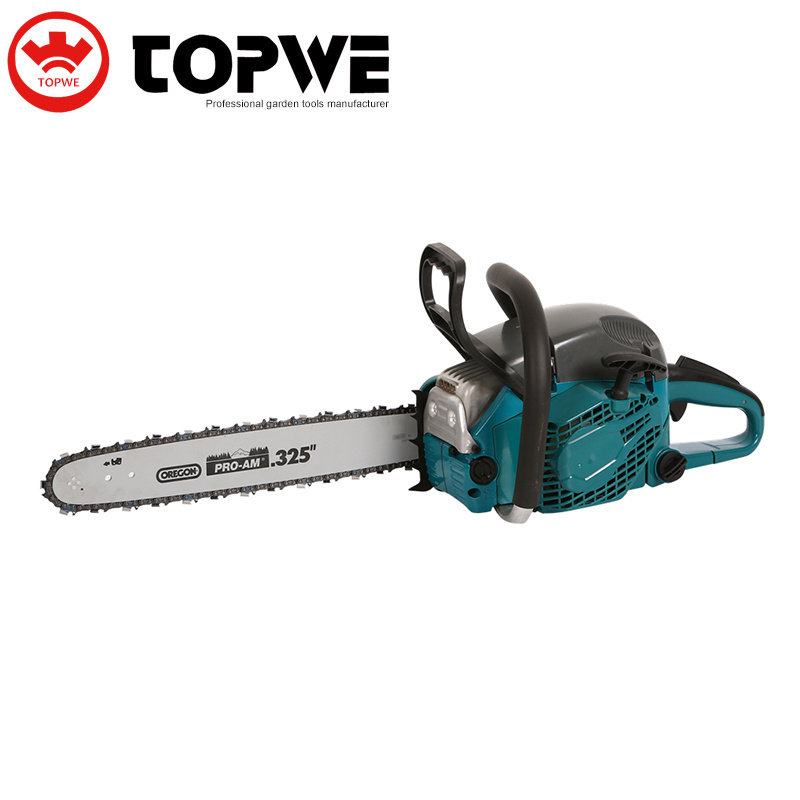 TOPWE High Efficiency Garden Hand Tools 20-Inch Gas Powered Chain Saw Wood Cutting Gasoline Saw