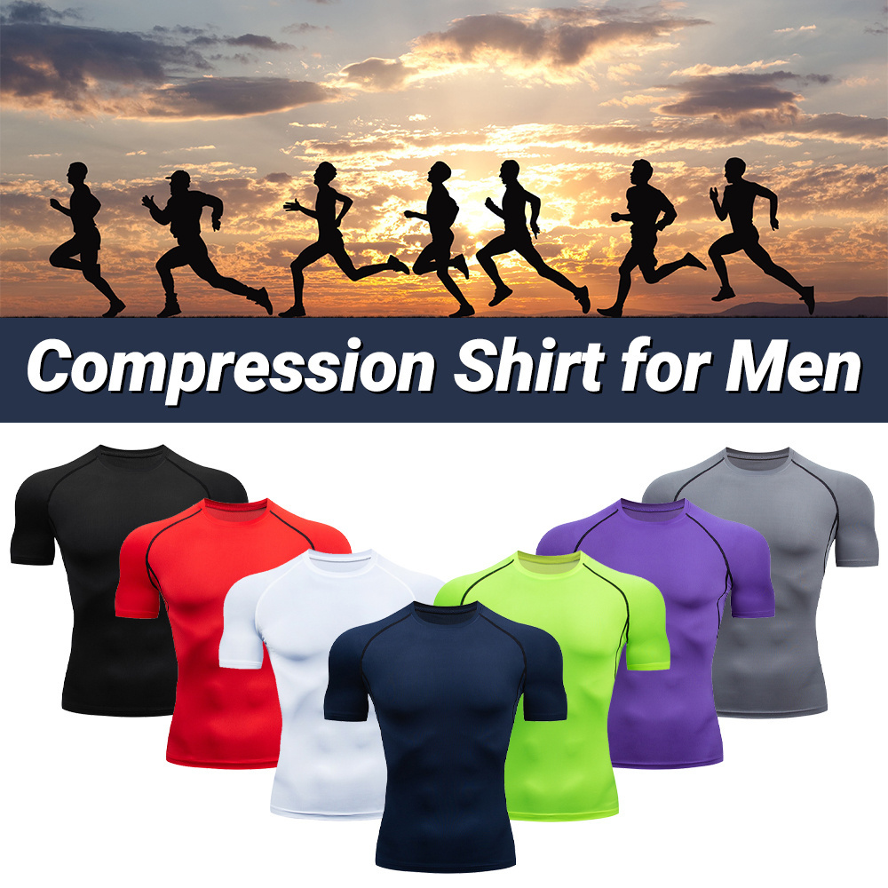 Quick Dry Men's Compression Shirts Tight Bodybuilding Tops Man Gym Clothes Custom Compression Shirt