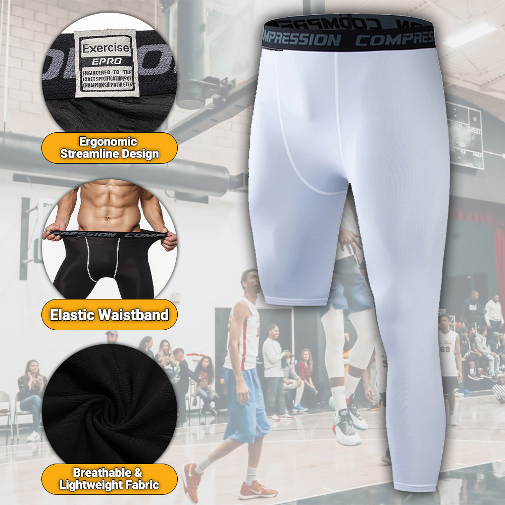 Compression Pants Men's Skin Tights Sports Running Gym Training Shorts Pants Mens 3/4 Compression Tights