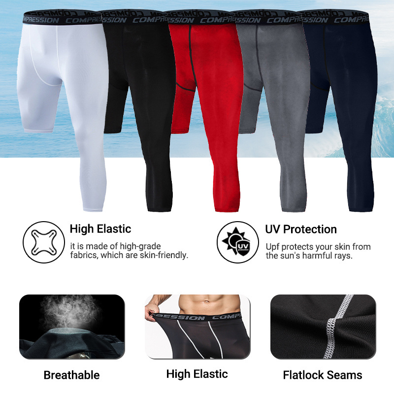 Compression Pants Men's Skin Tights Sports Running Gym Training Shorts Pants Mens 3/4 Compression Tights