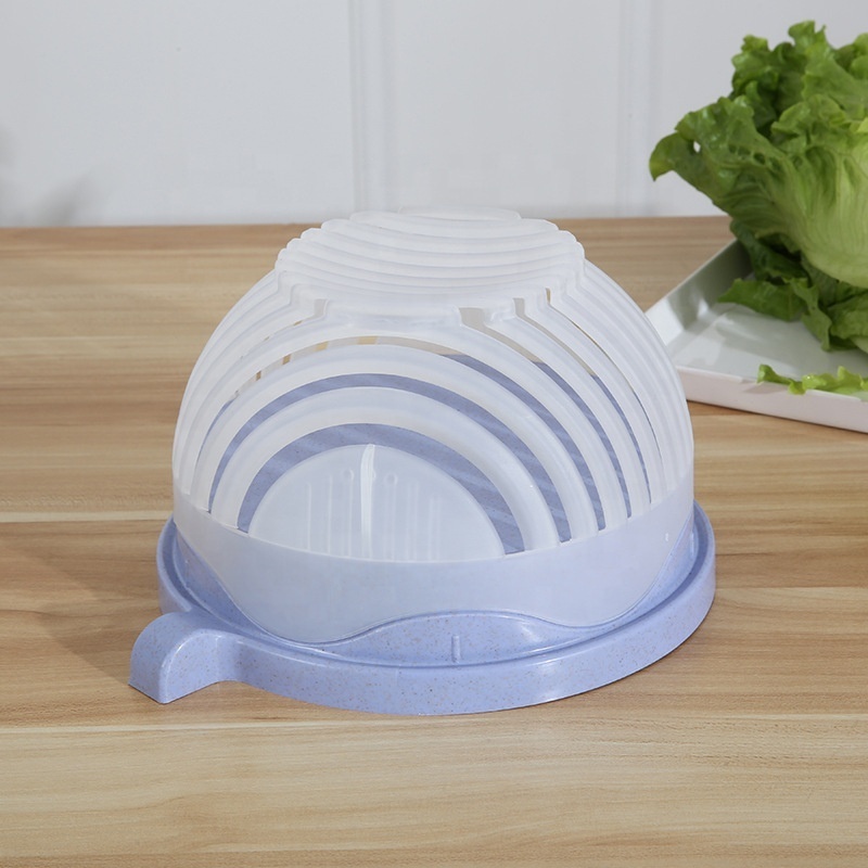 One Stop Shopping Salad Maker Kitchen Colander Fresh Fast Fruit Vegetable Salad Chopper Slicer Serving Salad Cutter Bowl